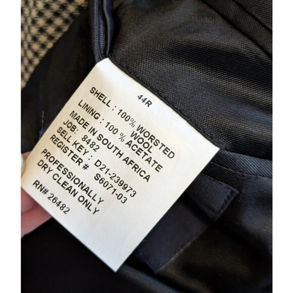 Oak Creek Blazer Mens 44R Worsted Wool Houndstooth Black - Picture 3 of 11